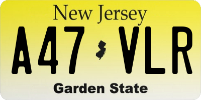 NJ license plate A47VLR