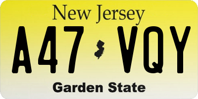 NJ license plate A47VQY