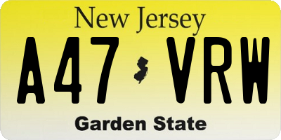 NJ license plate A47VRW
