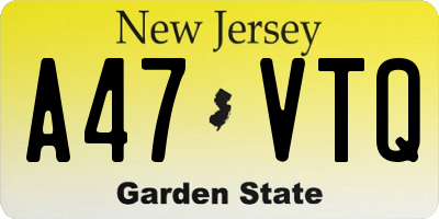 NJ license plate A47VTQ