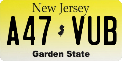 NJ license plate A47VUB