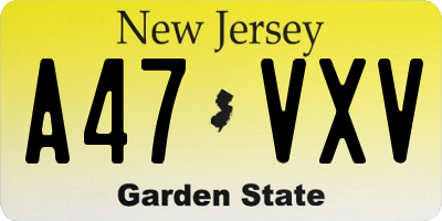 NJ license plate A47VXV