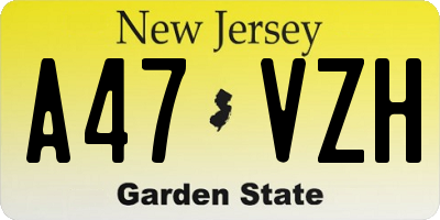 NJ license plate A47VZH
