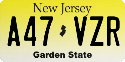 NJ license plate A47VZR