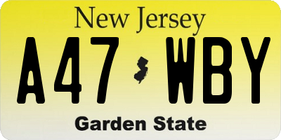 NJ license plate A47WBY
