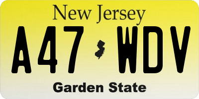 NJ license plate A47WDV