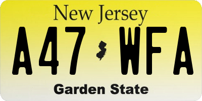 NJ license plate A47WFA