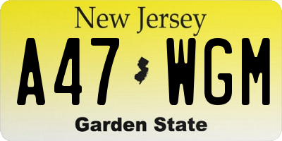 NJ license plate A47WGM