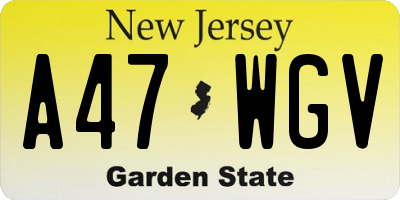 NJ license plate A47WGV