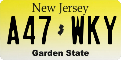 NJ license plate A47WKY