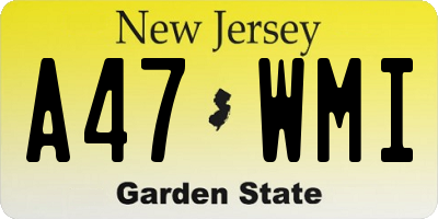 NJ license plate A47WMI