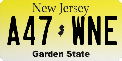 NJ license plate A47WNE