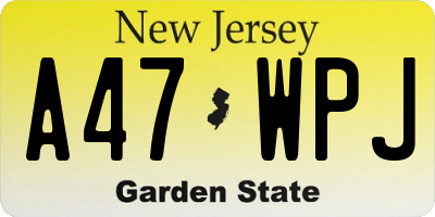 NJ license plate A47WPJ