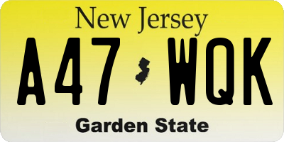 NJ license plate A47WQK