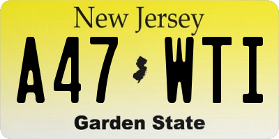 NJ license plate A47WTI