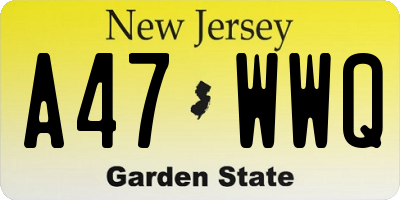 NJ license plate A47WWQ