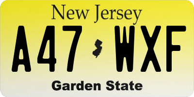 NJ license plate A47WXF