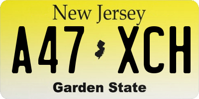 NJ license plate A47XCH