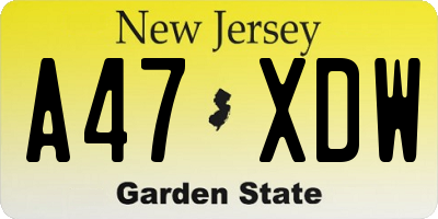 NJ license plate A47XDW
