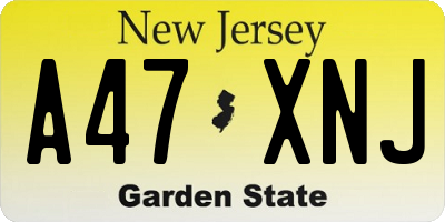NJ license plate A47XNJ