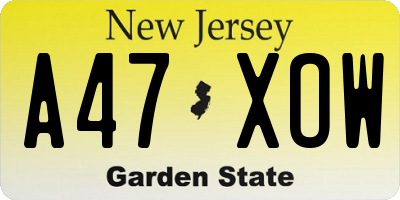 NJ license plate A47XOW