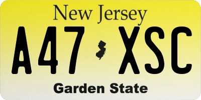 NJ license plate A47XSC