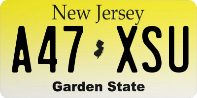 NJ license plate A47XSU