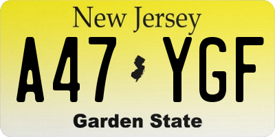 NJ license plate A47YGF