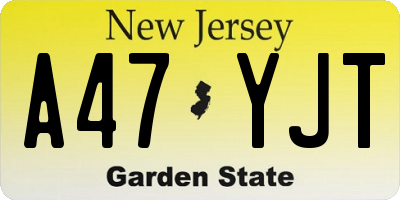 NJ license plate A47YJT