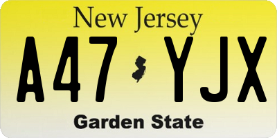 NJ license plate A47YJX