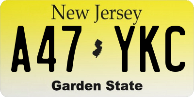 NJ license plate A47YKC