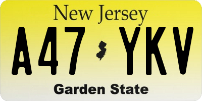NJ license plate A47YKV
