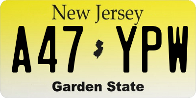 NJ license plate A47YPW