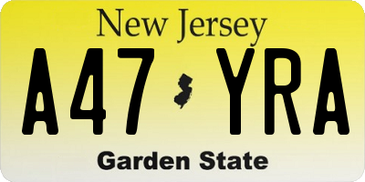 NJ license plate A47YRA