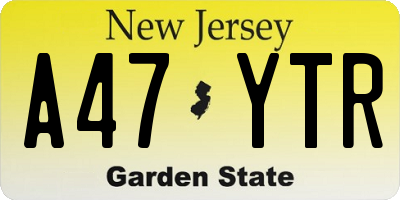 NJ license plate A47YTR