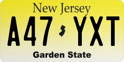 NJ license plate A47YXT