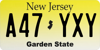 NJ license plate A47YXY