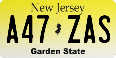 NJ license plate A47ZAS
