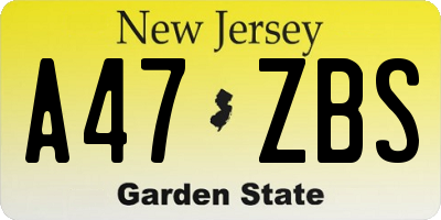 NJ license plate A47ZBS