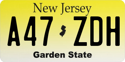 NJ license plate A47ZDH