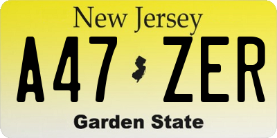 NJ license plate A47ZER