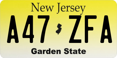 NJ license plate A47ZFA