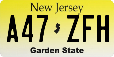 NJ license plate A47ZFH