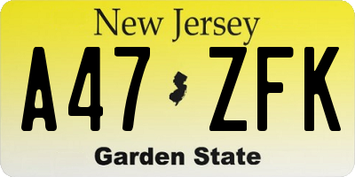NJ license plate A47ZFK