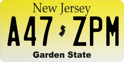 NJ license plate A47ZPM