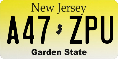 NJ license plate A47ZPU