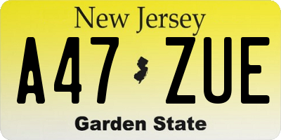 NJ license plate A47ZUE