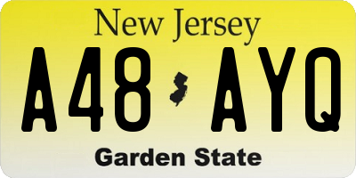 NJ license plate A48AYQ