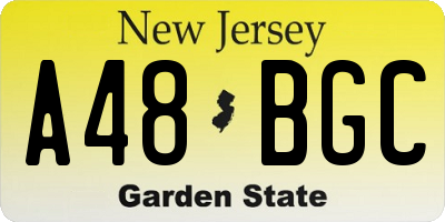 NJ license plate A48BGC