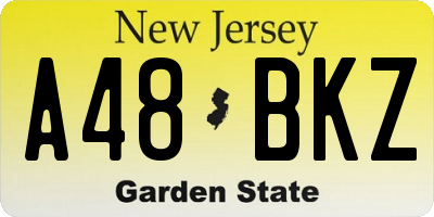 NJ license plate A48BKZ